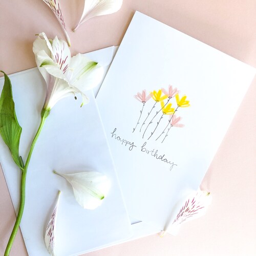 Pretty Birthday Card Flower Birthday Card Best Friend Card Etsy