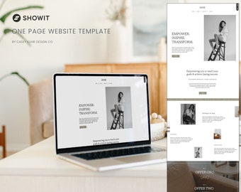 Showit Jednostronicowy Szablon Witryny dla Trenerów, Jednostronicowa Witryna Fotograficzna, Minimalistyczny Szablon Strony Docelowej, Jednostronicowy Motyw Witryny Showit