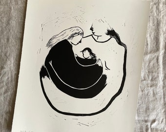 Tre generasjoner - Original linocut