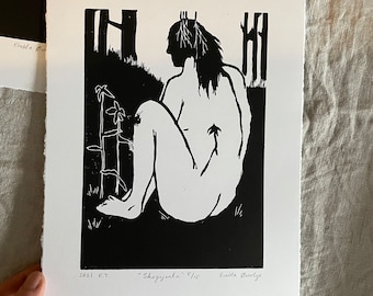 Skogsjenta  - Original Linocut