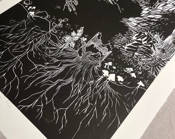 Old-growth Forest - Original Large Linocut