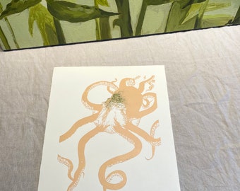 Octopus (variation with different colours) - original linocut