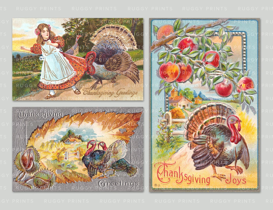 Vintage Thanksgiving Turkey Postcard Digital Downloads - Etsy