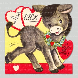 Vintage Donkey Valentine Download  - Print and Cut PNG