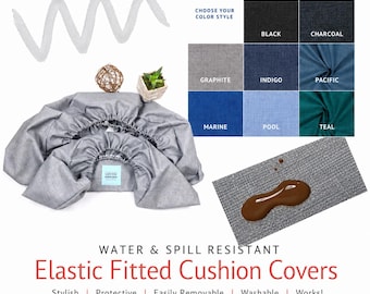 Water Resistant Elastic Fitted Cushion Cover RAVE – Made in USA