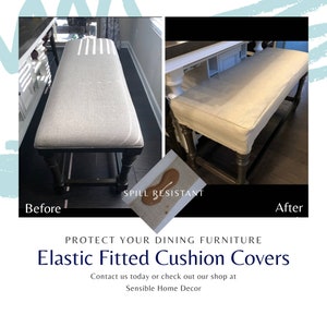 防水ダイニングベンチクッションカバー RAVE - 伸縮性フィット、カスタム、無地