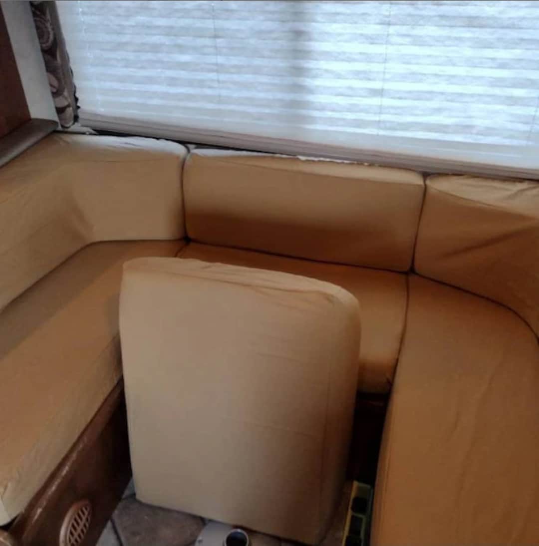 Replacement Elastic Fitted Protective Cushion Cover, Curved Dinette Rv ...