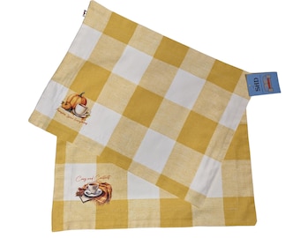 Set di tovagliette autunnali Buffalo Check / Gingham Yellow, cotone fatto a mano