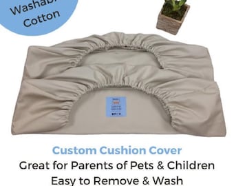 Elastic Fitted & Protective Cushion Cover for Indoor Furniture, sofa, chair, bench, RV, Camper, couch...Brushed Bull Denim - Choose Color