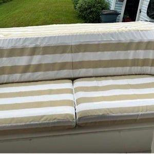 Water Resistant Elastic Fitted, Protective Cushion Cover - indoor/outdoor furniture, patio, RV, boat, bench - Cabana Stripe Choice of Colors