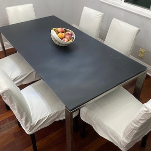 Custom Dining Chair Slipcover Protective & Washable Duck Canvas - Parsons, Straight Cross back, Square - Choice of color