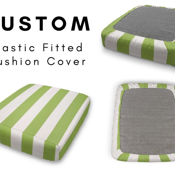 Water Resistant Elastic Fitted, Protective Cushion Cover - indoor/outdoor furniture, patio, RV, boat, bench - Cabana Stripe Choice of Colors