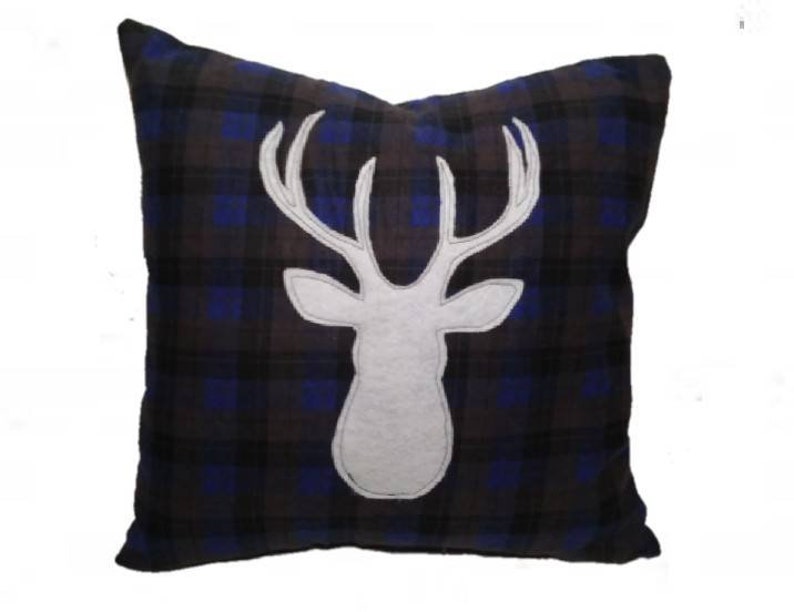 Plaid Deer Antlers Throw Pillow Cover Cotton Flannel Decor - Etsy