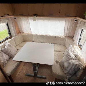 U-Shaped RV-Camper Custom Elastic Fitted Cushion Cover Set of 11 - RV, camper, RV dinette, curved corner cushions, odd - Choice of fabric
