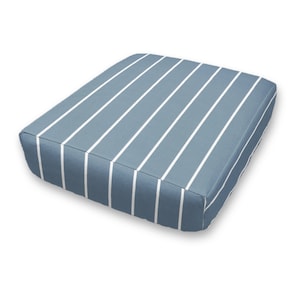 May include: A blue and white striped square cushion. The cushion is made of a soft, durable fabric and is perfect for adding a touch of style to any room.