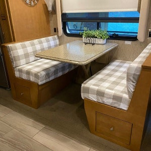 RV Dinette Elastic Fitted & Protective Cushion Cover, replacement RV Cover, lounge chair, bench, RV, Camper, couch, Buffalo Plaid Gingham