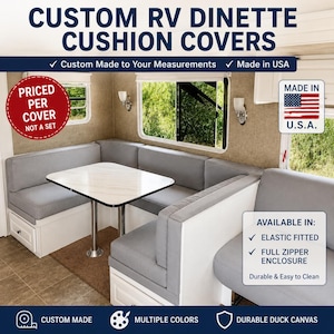 NOT A SET - Durable Duck Canvas Elastic RV Dinette Cushion Cover, U-Shaped, Custom Fitted - Made in U.S.A - Priced Per Cover
