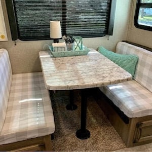 RV Dinette Custom Elastic Fitted & Protective Cushion Cover for Indoor Furniture, sofa, bench, RV, Camper, couch...Buffalo Plaid Gingham