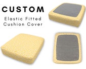 Water Resistant Elastic Fitted Protective Cushion Cover Indoor outdoor Furniture Patio Deck RV Camper boat Geometric Towers Grey Etsy