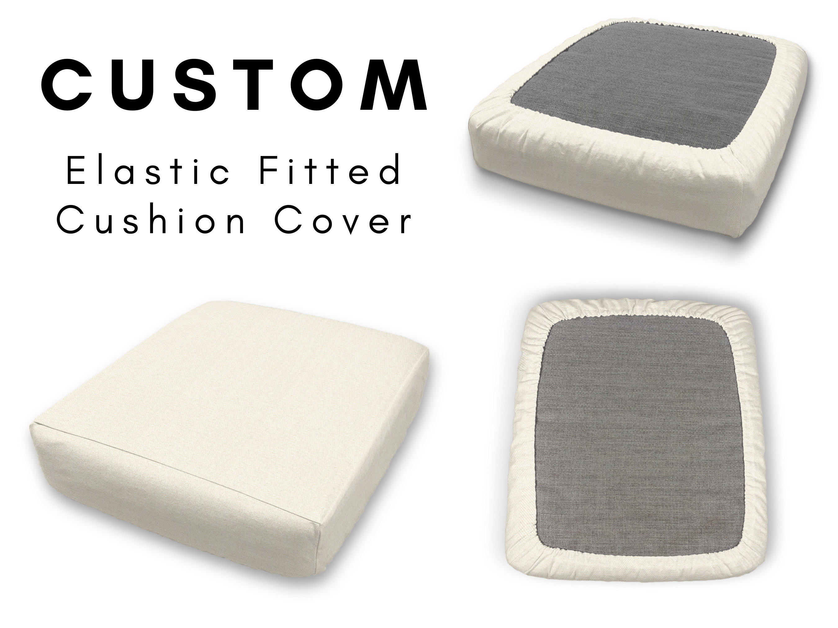 Replacement Elastic Fitted Protective Cushion Cover | Indoor Furniture, sofa, bench, RV, couch - Durable Brushed Bull Denim - Color Choice