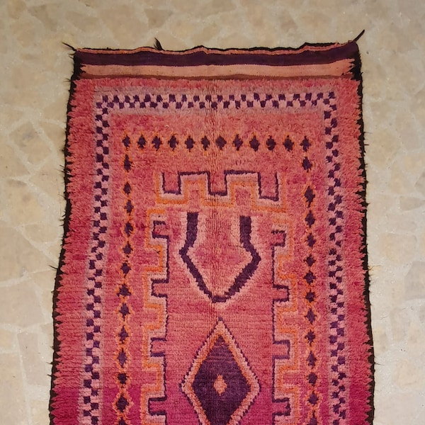 Vintage Moroccan handmade wool berber bohemian 4'6'' X 9'4'' rug, wool rug, Tapis marocain, marokko Teppich, Alfombra Marroquí