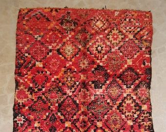 Large Vintage Handmade Wool Berber Rug: 6'3'' X 11'4''