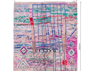 Vintage Berber Wool Rug: Abstract Moroccan Colorful Boho Rug (5'6'' X 8'3'')