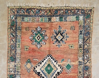 Vintage Berber Boujaad Rug: Colorful Moroccan Tribal Wool Rug (6'0'' X 8'8'')