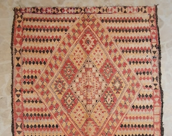 Rare vintage Moroccan handmade berber boho rug, 6'4'' X 10'1'' wool rug