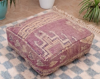 ヴィンテージ ベルベルラグ フロアピロー：24インチ スクエア モロッコ