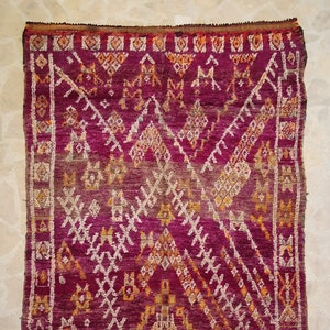 Vintage Handmade Wool Boujad Berber Rug (5&#39;5&#39;&#39; X 8&#39;6&#39;&#39;)
