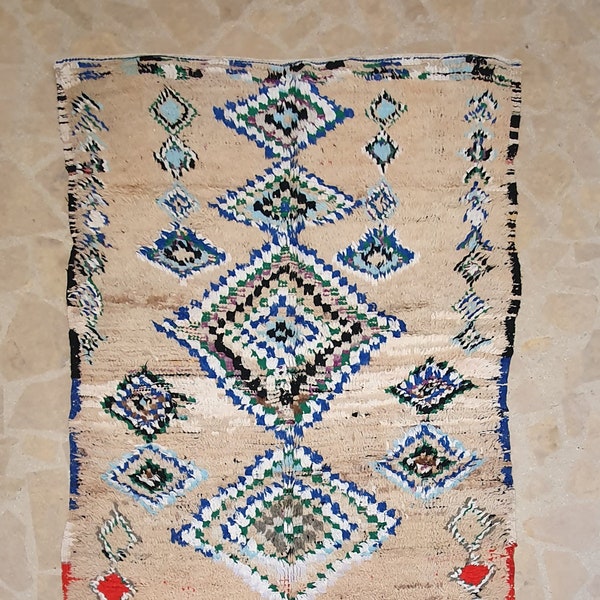 Moroccan vintage colorful handmade boujaad berber boho rug, 4'7'' X 7'9'' rug, wool rug, Tapis marocain, marokko Teppich, alfombra marroqui