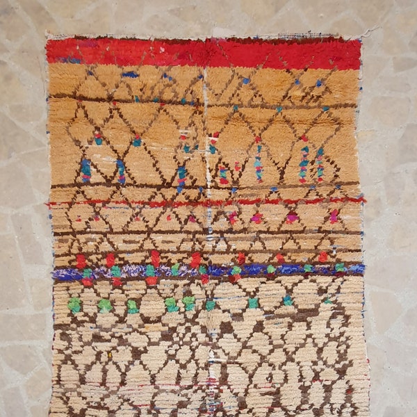 Vintage Morocco colorful handmade wool tribal berber boho 4'5'' X 6'1'' rug, wool rug, Tapis marocain, marokko Teppich, Alfombra marroquí