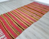 Vintage Moroccan colorful wool blanket striped kilim berber boho rug, 5 39 5 39 39 X 10 39 6 39 39 rug, wool throw rug, kilim runner throw rug