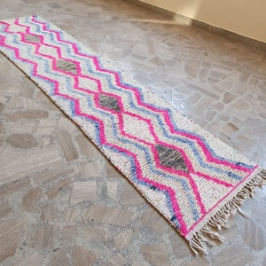 Vintage Berber Runner Rug: Handmade Moroccan Wool Boho Rug (2&#39;3&#39;&#39; X 10&#39;2&#39;&#39;)