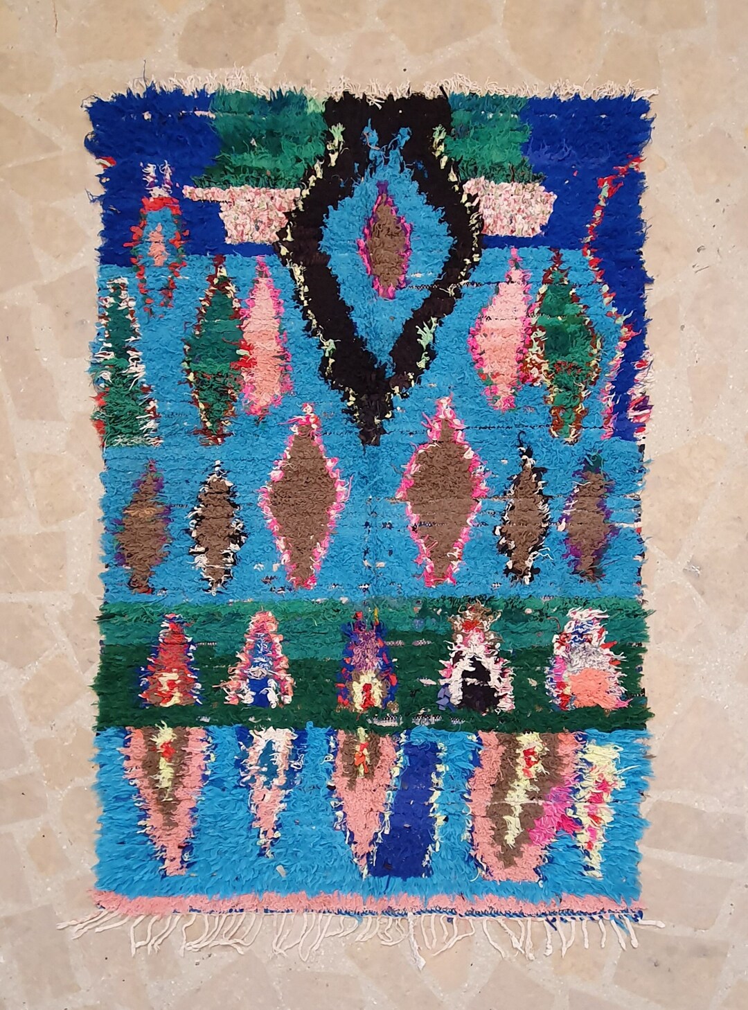 Vintage Colorful Azilal Berber Rug: 3'5'' X 5'3'' Wool Moroccan Rug - Etsy