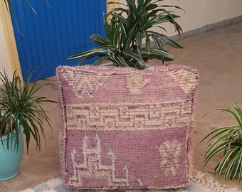 ヴィンテージ ベルベルラグ フロアピロー：24インチ スクエア モロッコ