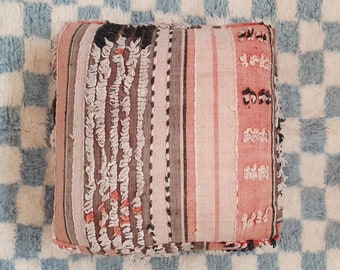 ヴィンテージ ベルベルラグ フロアピロー：24インチ スクエア モロッコ