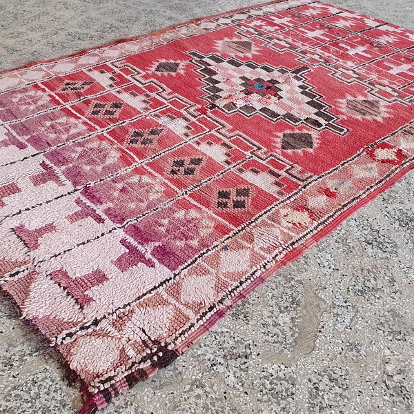 Vintage Moroccan checkered handmade berber bohemian Boujaad 4 X 7 rug, wool rug, Tapis marocain, marokko Teppich, Alfombra Marroquí