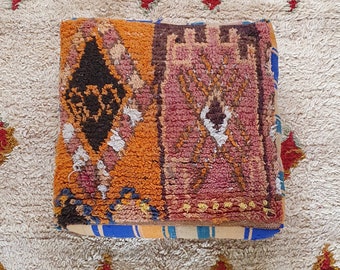 ヴィンテージ ベルベルラグ フロアピロー：24インチ スクエア モロッコ