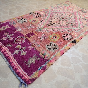 Moroccan vintage handmade wool berber boho 4X9 rug, wool rug, Tapis marocain, marokko Teppich, Alfombra Marroqui