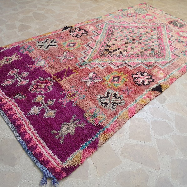 Moroccan vintage handmade wool berber boho 4X9 rug, wool rug, Tapis marocain, marokko Teppich, Alfombra Marroqui