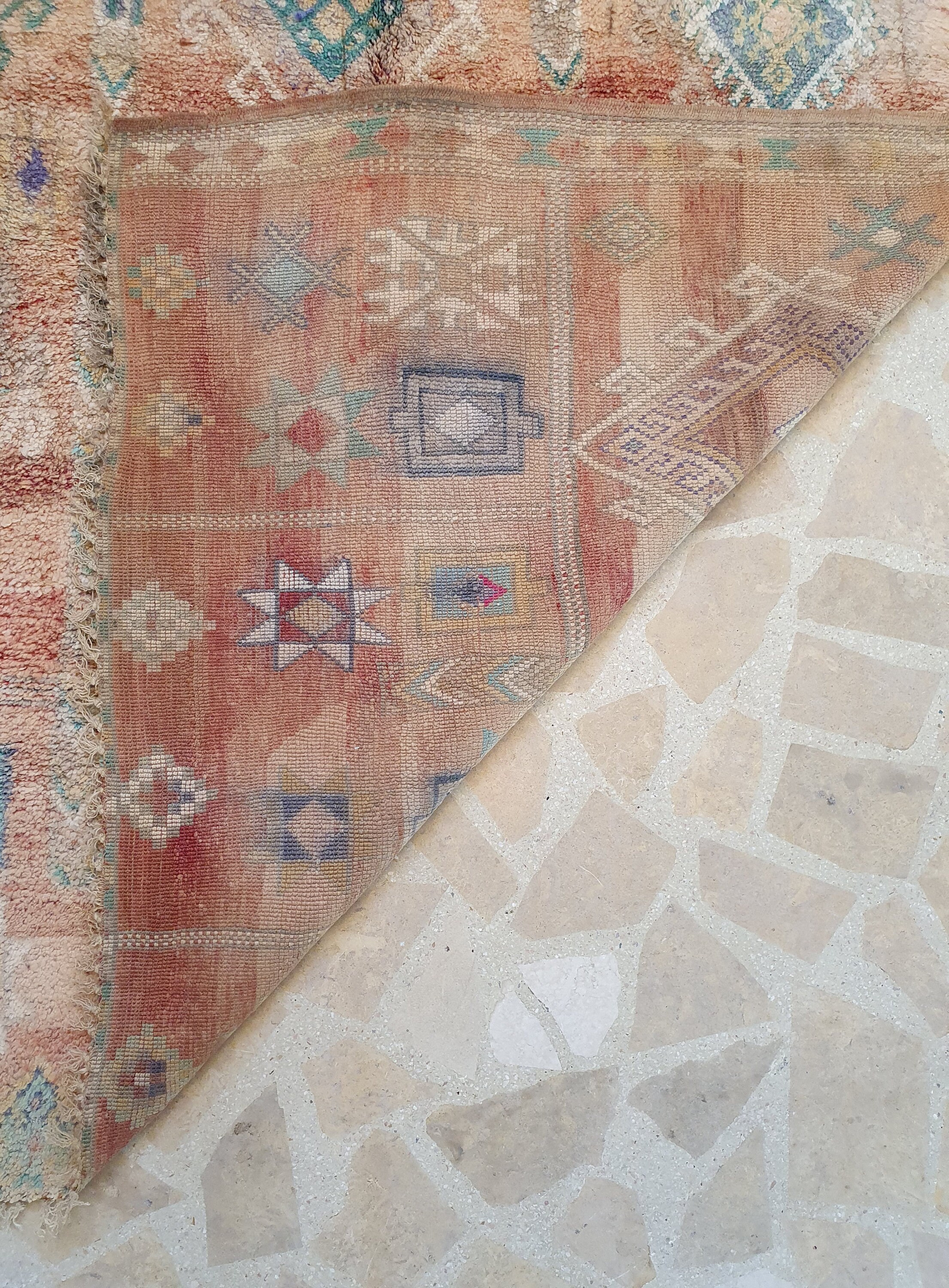Tapis Berbère Marocain Vintage - Laine Tissé Main, 6.7x10.3 Pieds, Style Boho, Occasion