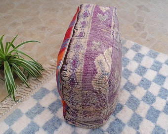 ヴィンテージ ベルベルラグ フロアピロー：24インチ スクエア モロッコ