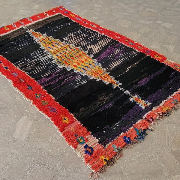 Vintage Moroccan colorful berber bohemian Boujaad 4'2'' X 6'1'' rug, wool rug, Tapis marocain, marokko Teppich, Alfombra Marroquí