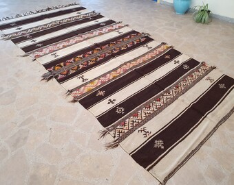 Vintage Berber Wool Rug: Moroccan Tribal Kilim, 4'5'' X 10'5''