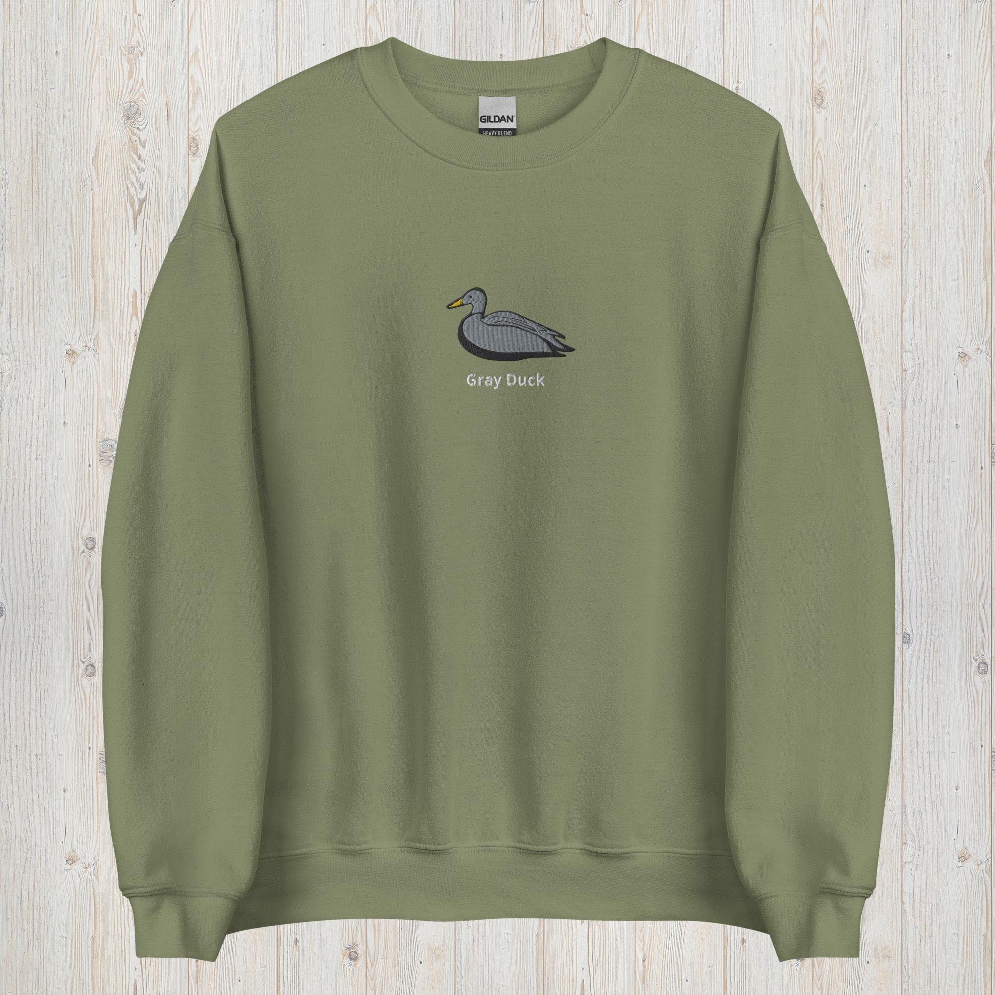 Minnesota Embroidered Gray Duck Crew Neck Sweatshirt Minnesota Embroidered Gray Duck Crew Neck Sweatshirt