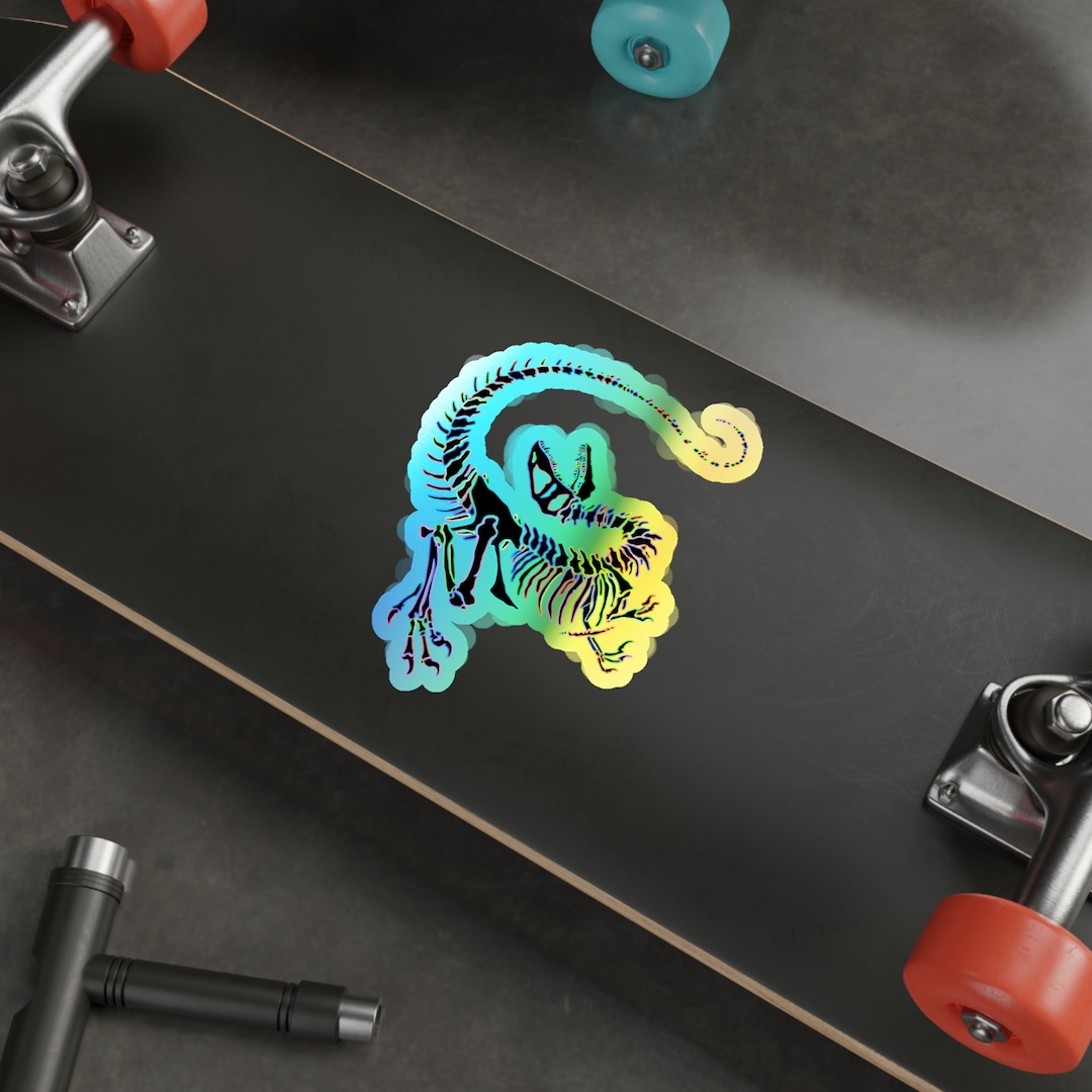 Holographic Die-cut Neon Rainbow Raptor Skeleton Stickers - Etsy
