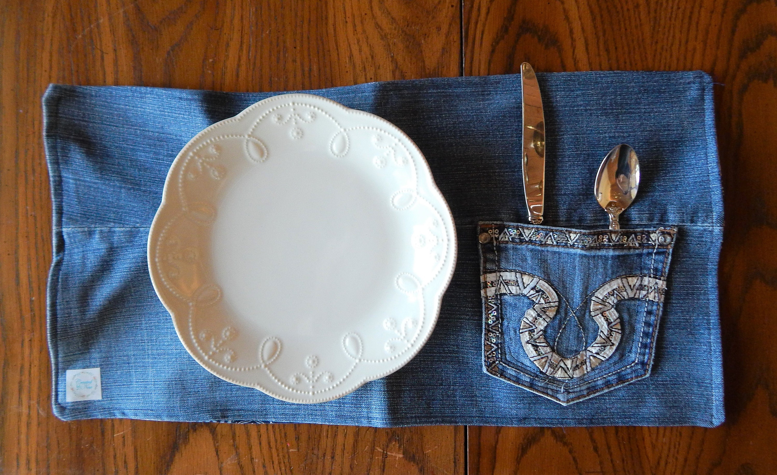 Set of 4 Blue Jean Placemats Denim Placemats Set of 4 Etsy
