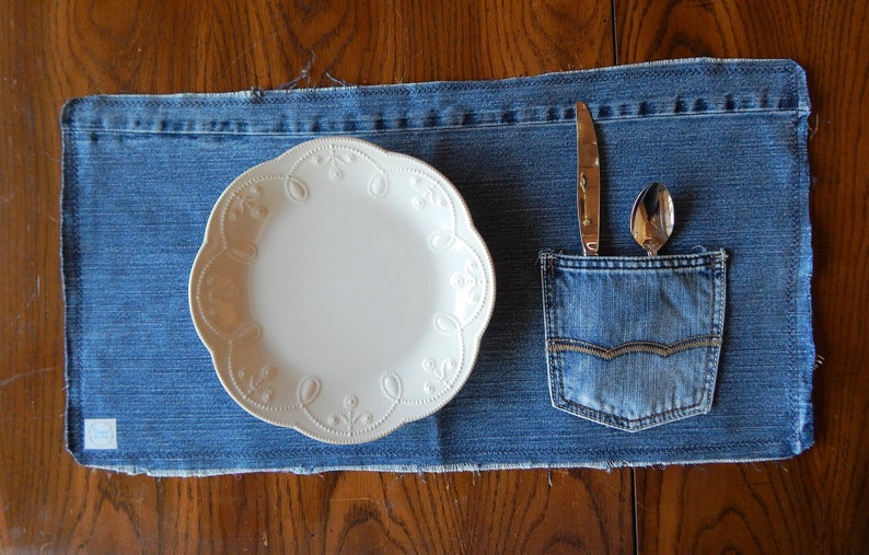 Set of 4 Blue Jean Placemats Denim Placemats Set of 4 Etsy